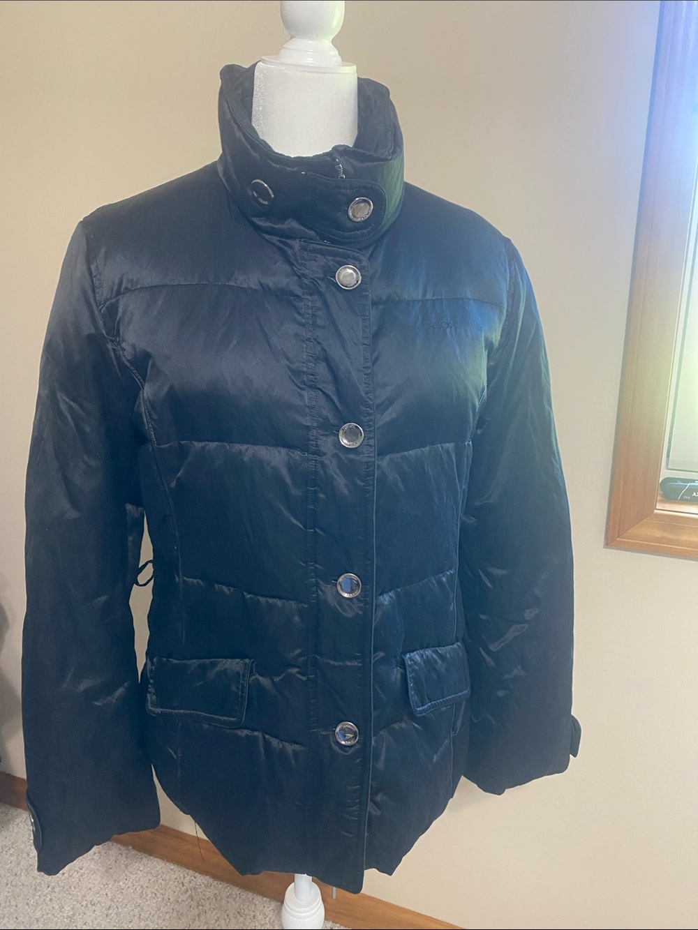 Geox Navy Quilted Puffer Jacket with Stand Collar